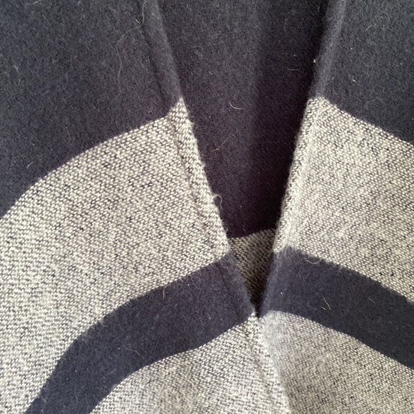 LOFT navy woven stripe wrap cape poncho cardigan sweater - Picture 4 of 5